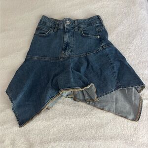 Free People Asymmetrical Denim Skirt - Blue